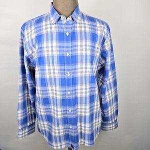 UNTUCKit - Mens XL Plaid Stripe Flannel Button Down Shirt- Blue- Gray